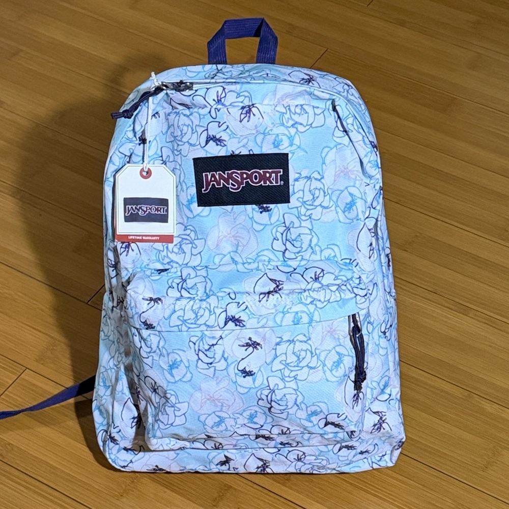 JanSport Light Blue Floral Backpack